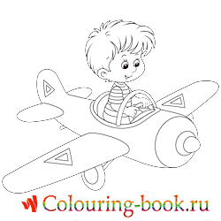 Раскраска Мальчик на самолете