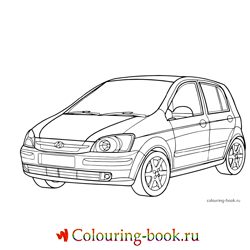 Раскраска Легковая автомашина Hyundai Getz