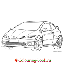 Раскраска Автомобиль Honda Civic Type R